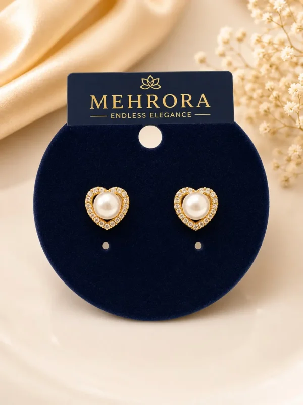Mehrora Pearl Heart Stud Earrings