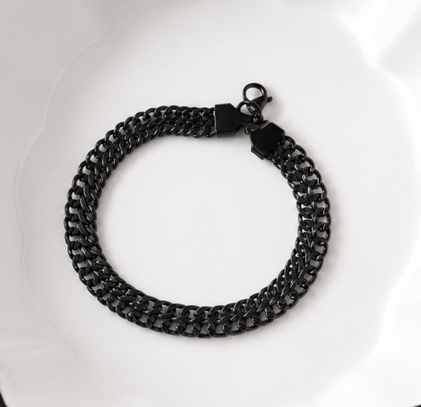 Midnight Black Cuban Chain Bracelet